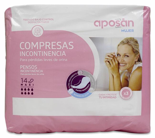Aposán Compresas de Incontiencia Maxi, 14 Uds