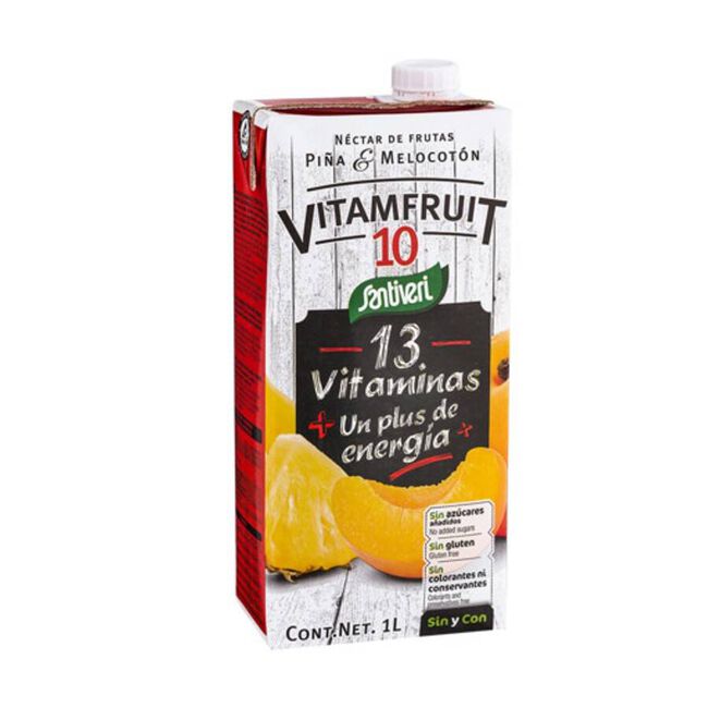 Santiveri Vitamfruit 10 N&eacute;ctar de Frutas Pi&ntilde;a y Melocot&oacute;n, 1 L