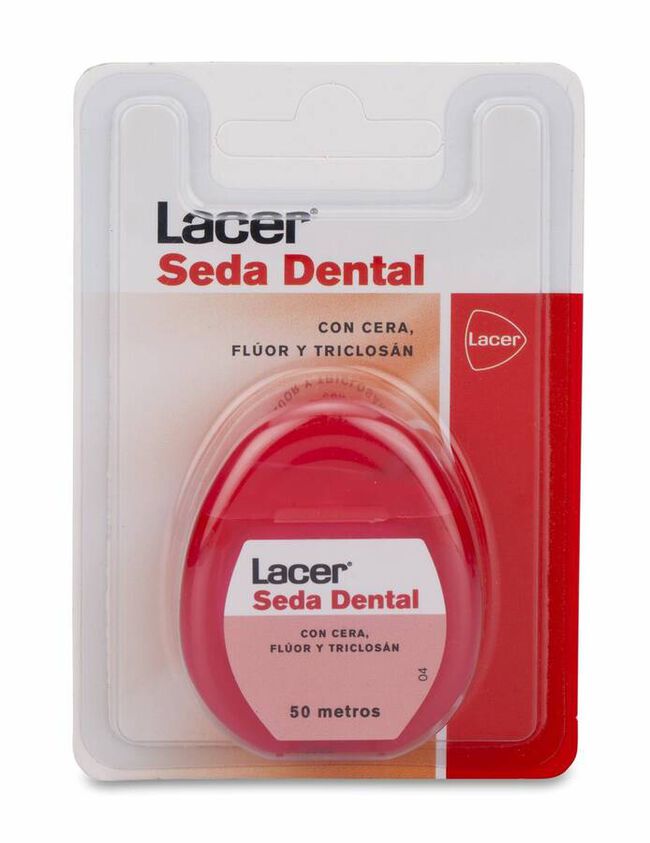 Lacer Seda Dental Con Cera Flúor y Triclosán, 50 m