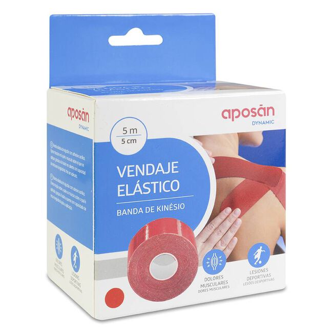Aposán Dynamic Vendaje Elástico Rojo 5 cm x 5 m, 1 Unidad