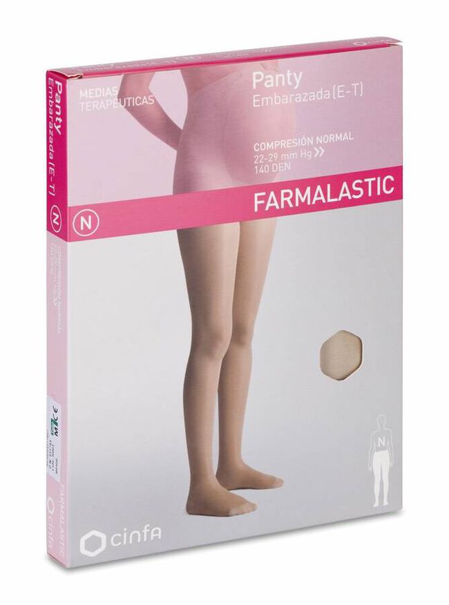 Farmalastic Panty Embarazada de Compresión Normal Beige Talla Mediana, 1 Ud