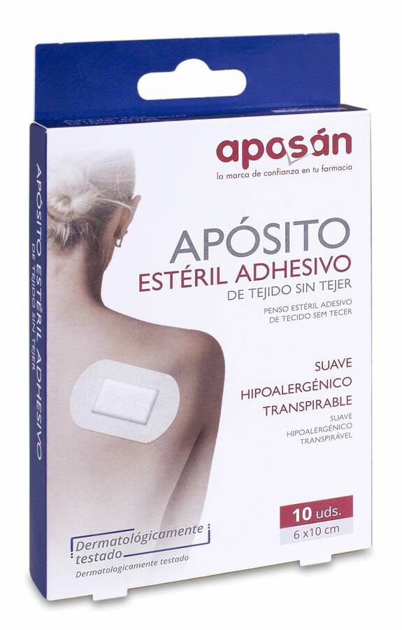 Aposán Apósito Estéril Adhesivo Tejido Sin Tejer 6x10 cm, 10 Uds