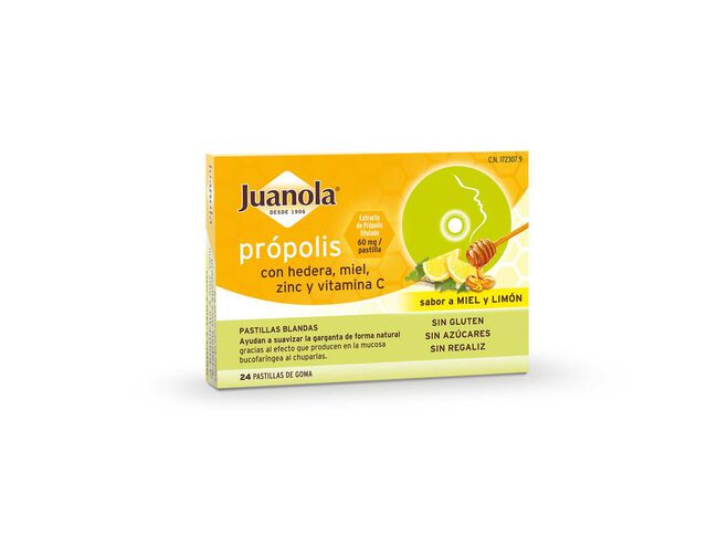 Juanola Pastillas Própolis + Hedera con Miel, Zinc y Vitamina C, 24 Uds