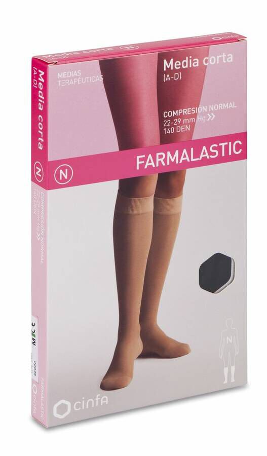 Farmalastic Media Corta Compresión Normal Negra Talla M, 1 Par