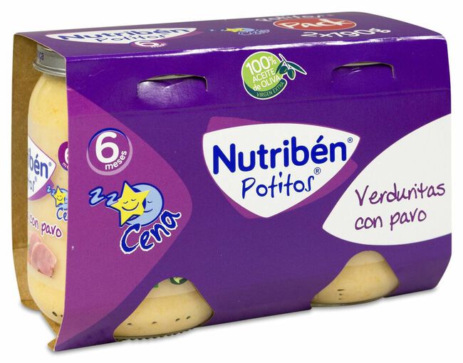 Nutribén Potitos Verduritas y Pavo, 2 Uds