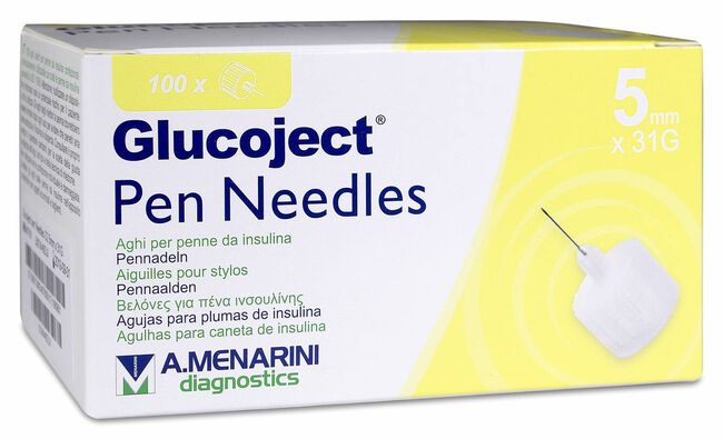 Menarini Glucoject Pen Needles 31 g 5 mm, 100 unidades