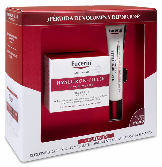 Pack Eucerin Hyaluron-Filler Volume Lift Crema de Día Piel Seca, 50 ml + Contorno de Ojos, 15 ml