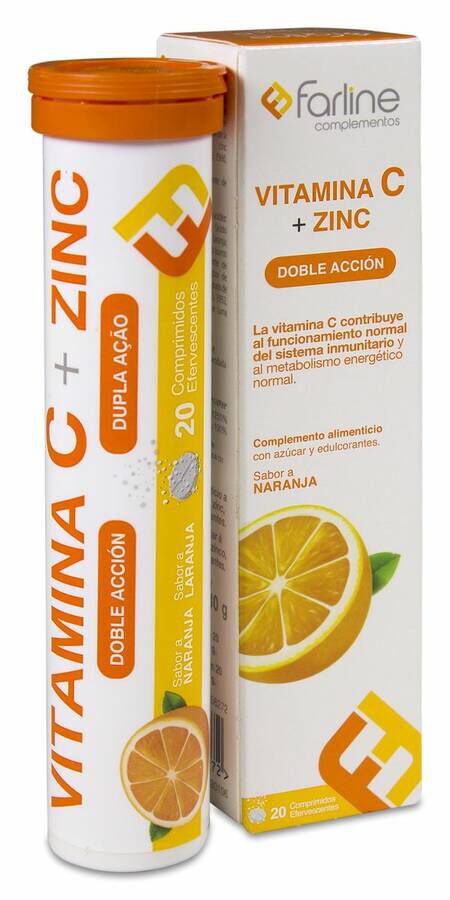 Farline Vitamina C + Zinc, 20 Comprimidos Efervescentes