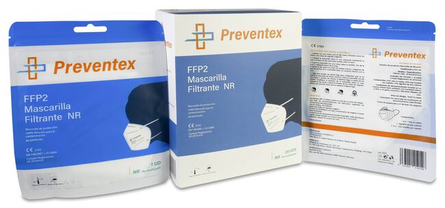 Preventex Mascarilla FFP2 No Reutilizable, 20 Unidades