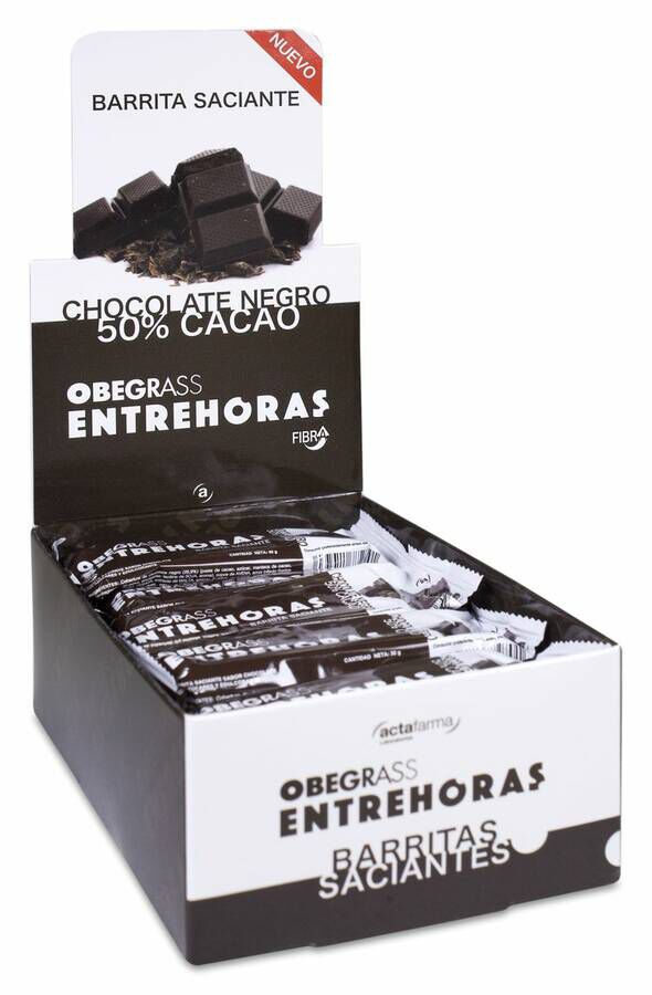 Obegrass Barritas Entrehoras Chocolate Negro, 20 Uds
