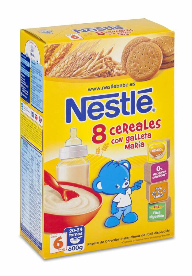 Nestlé Papilla 8 Cereales Galleta María, 600 g