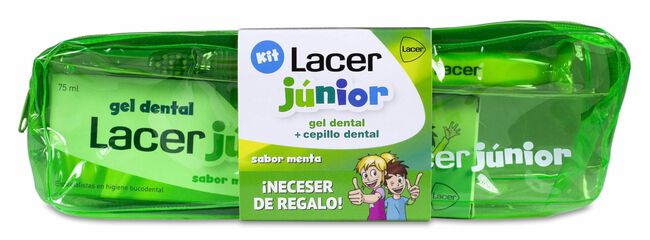imagen de Kit Lacer Junior Pasta Dent&iacute;frica Menta + Cepillo + Neceser, 1 Ud