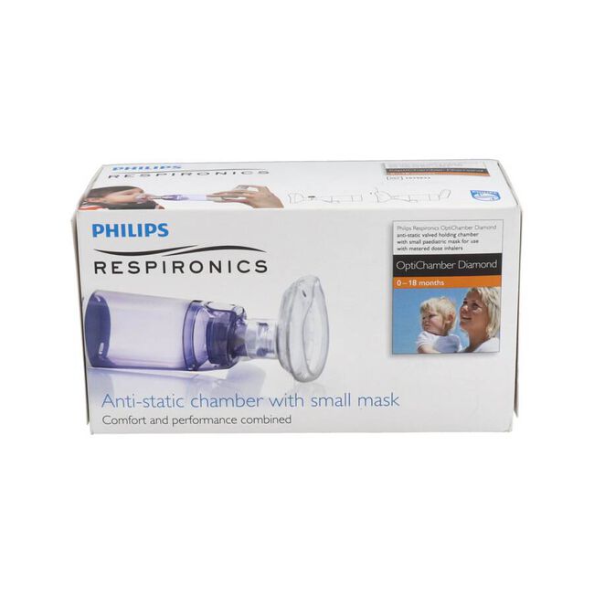 Philips Respironics Cámara Optichamber Diamond con Mascarilla Neonato, 1 unidad