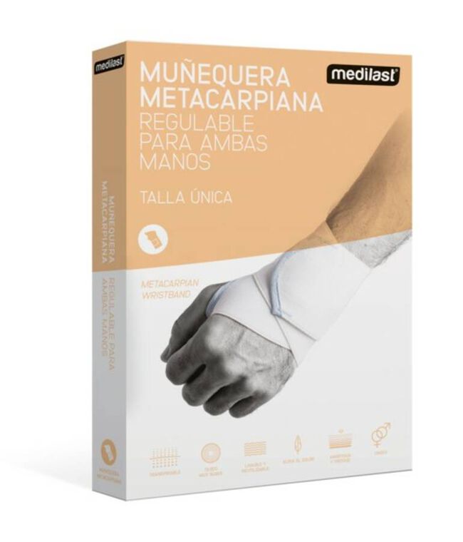 Medilast Muñequera Metacarpiana Blanca Talla Única, 1 Ud