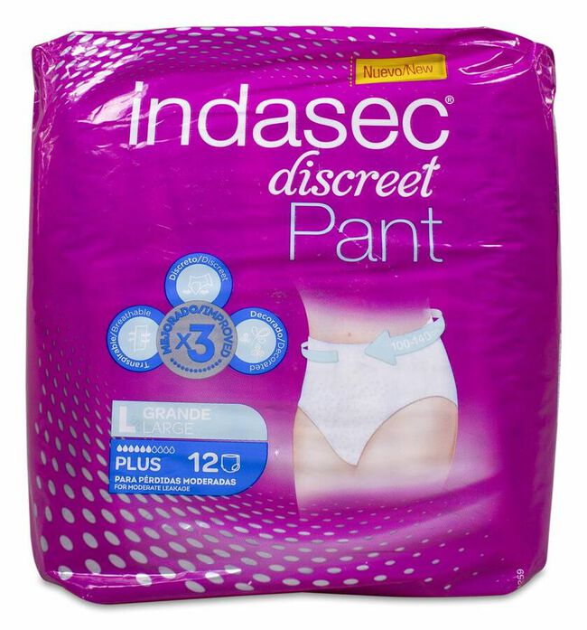 Indasec Discreet Pant Plus Talla Grande, 12 Uds