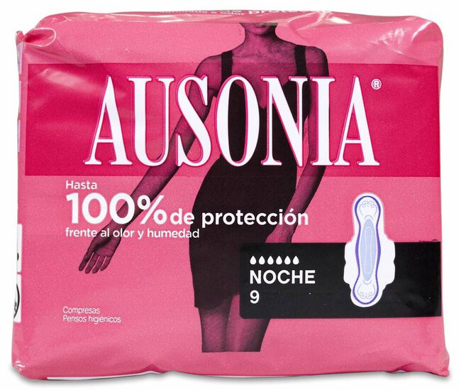 Ausonia Air Dry Compresa Noche con Alas, 8 Uds