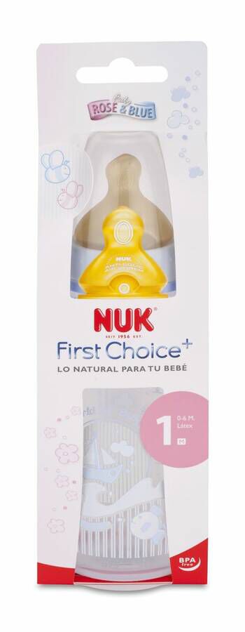 Nuk First Choice Rose & Blue Biberón PC Látex 300 ml 0-6 M Azul, 1 Ud