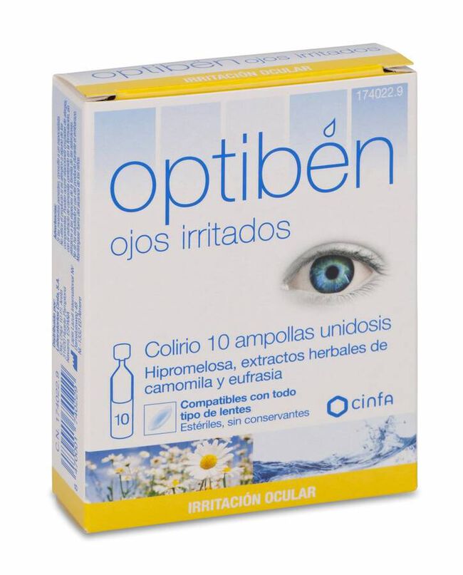 Optiben Ojos Irritados Sequedad Ocular, 10 Uds