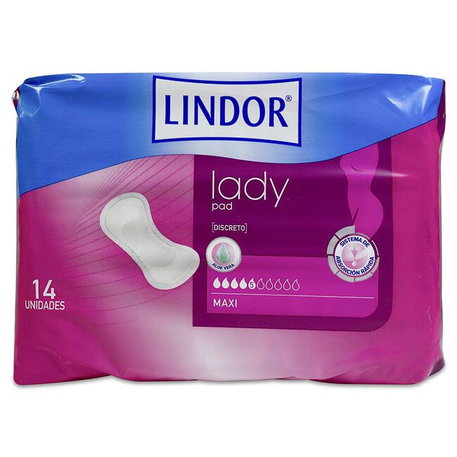 Lindor Lady Pad Maxi 5 Gotas, 14 uds