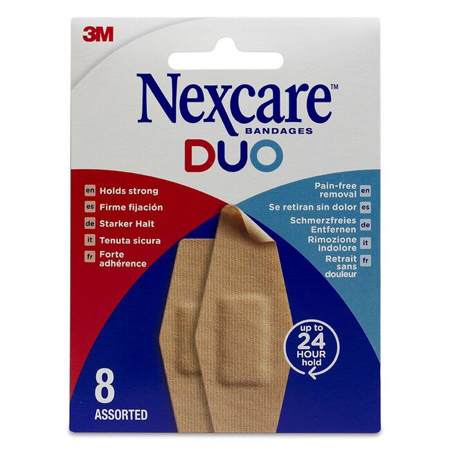 Nexcare Duo Silicona Surtido de 8 Vendajes Flexibles, 1 Unidad