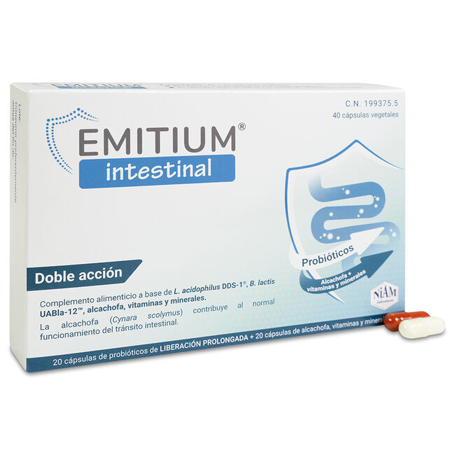 Emitium Intestinal Doble Acción con Probióticos, 40 cápsulas