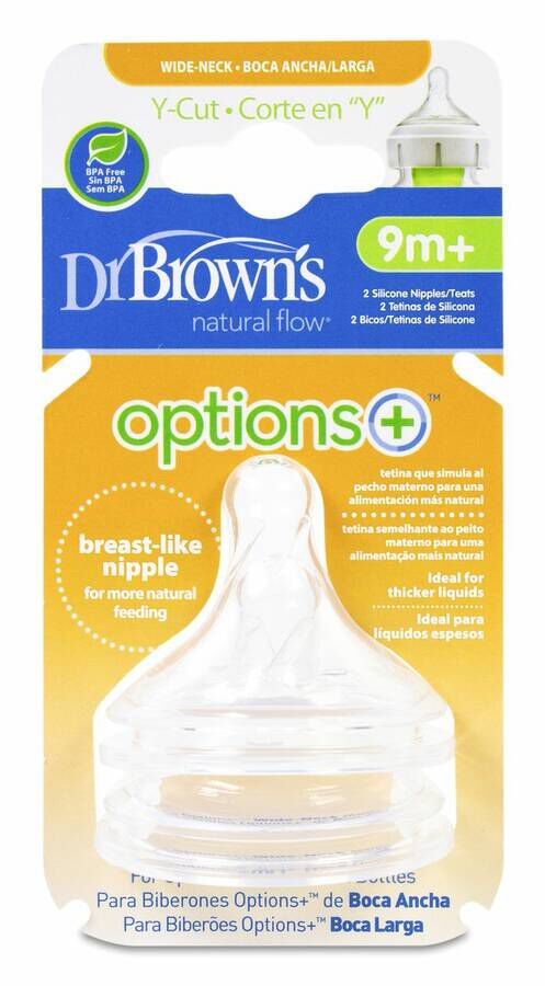 Dr. Brown's Options+ Tetina Boca Ancha Cereales, 2 Uds
