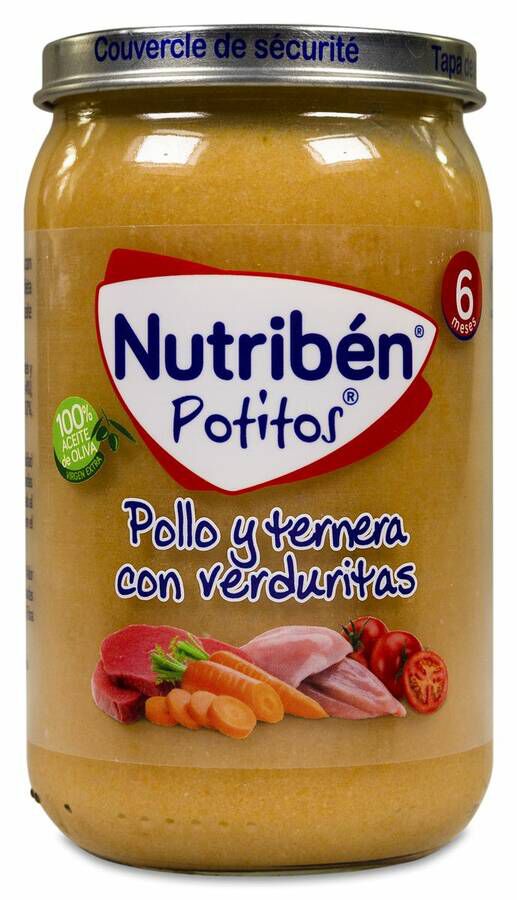 Nutribén Potitos Pollo y Ternera con Verduritas, 235 g
