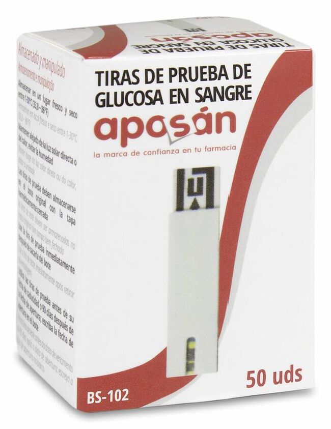 Aposán Tiras de Prueba de Glucosa en Sangre, 50 Uds