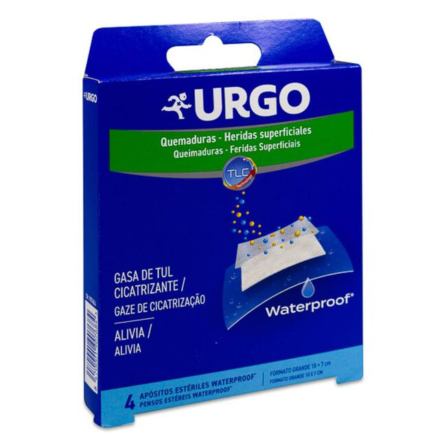 Urgo Quemaduras y Heridas Superficiales 10 cm x 7 cm, 4 Apósitos