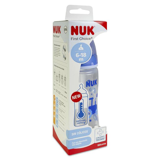 Nuk First Choice+ Biberón Tetina Silicona, Talla L 6-18m 300 ml