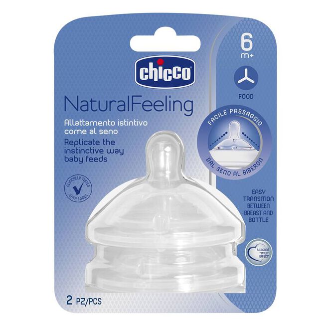 Chicco Tetina NaturalFeeling Flujo Papilla 6m+, 2 Uds