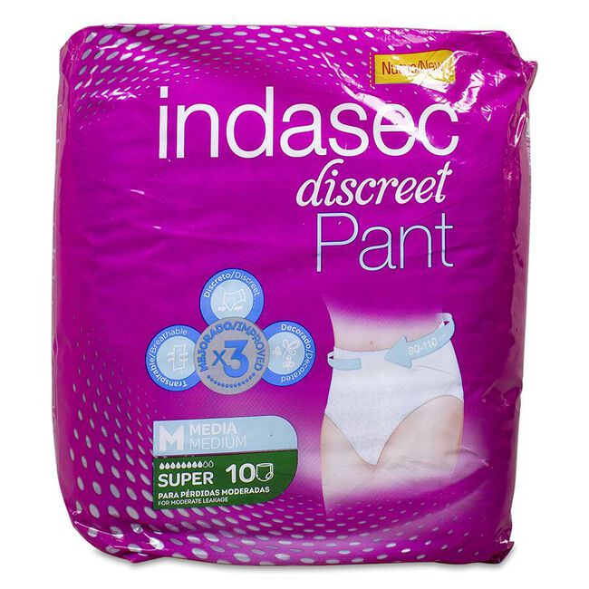 Indasec Discreet Pant Súper T-M, 10 Uds