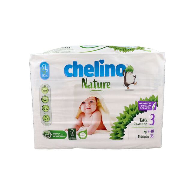 Chelino Nature Pañales Talla 3, 36 unidades