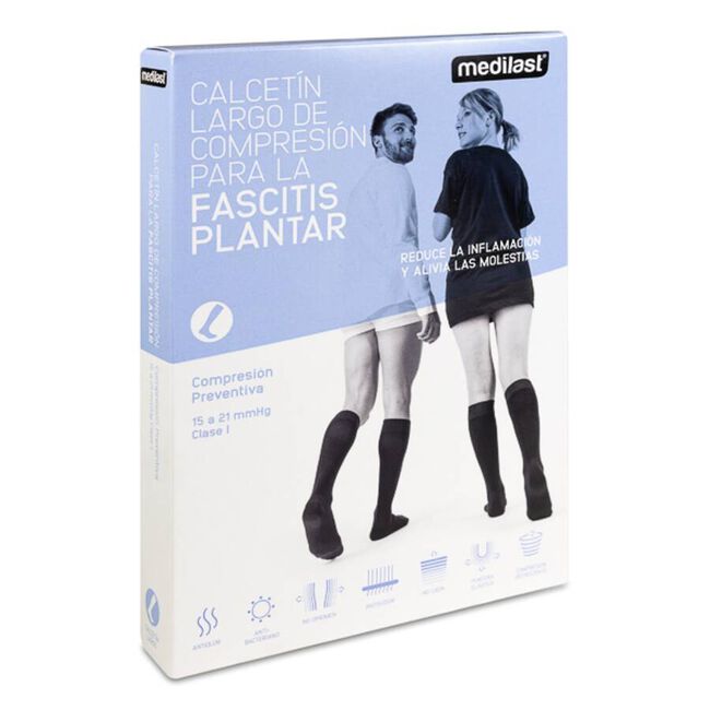 Medilast Calcetín Largo para Fascitis Plantar Color Negro Talla L, 1 Ud