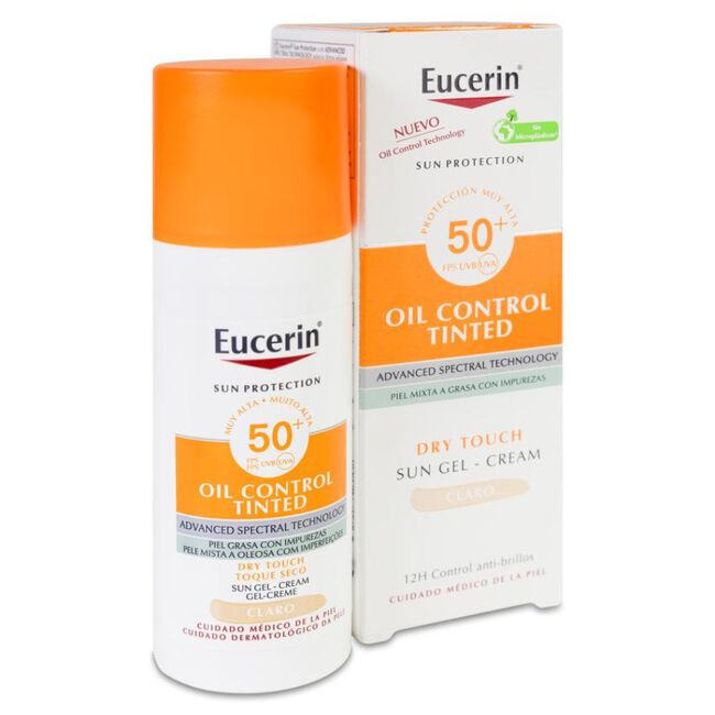 Eucerin Sun Face Oil Control Tinted Spf50+ Tono Claro, 50 ml
