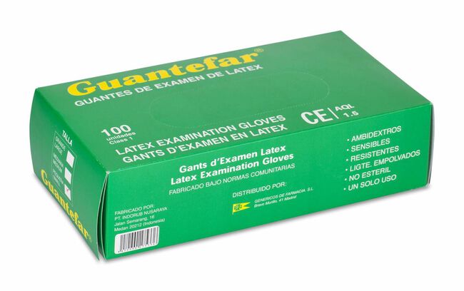 Guantefar Látex Talla L, 100 Uds