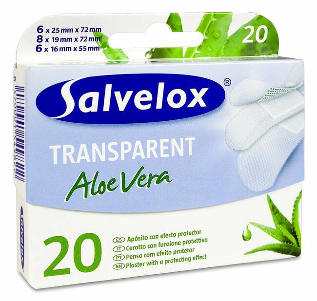 Salvelox Transparent Aloe Vera Surtido, 20 Uds