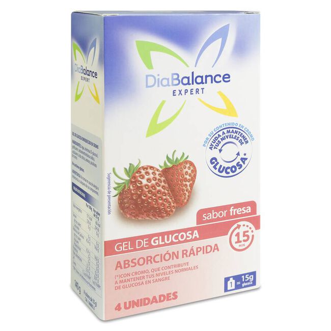 Diabalance Expert Gel Glucosa Absorción Rápida Fresa, 4 Sobres