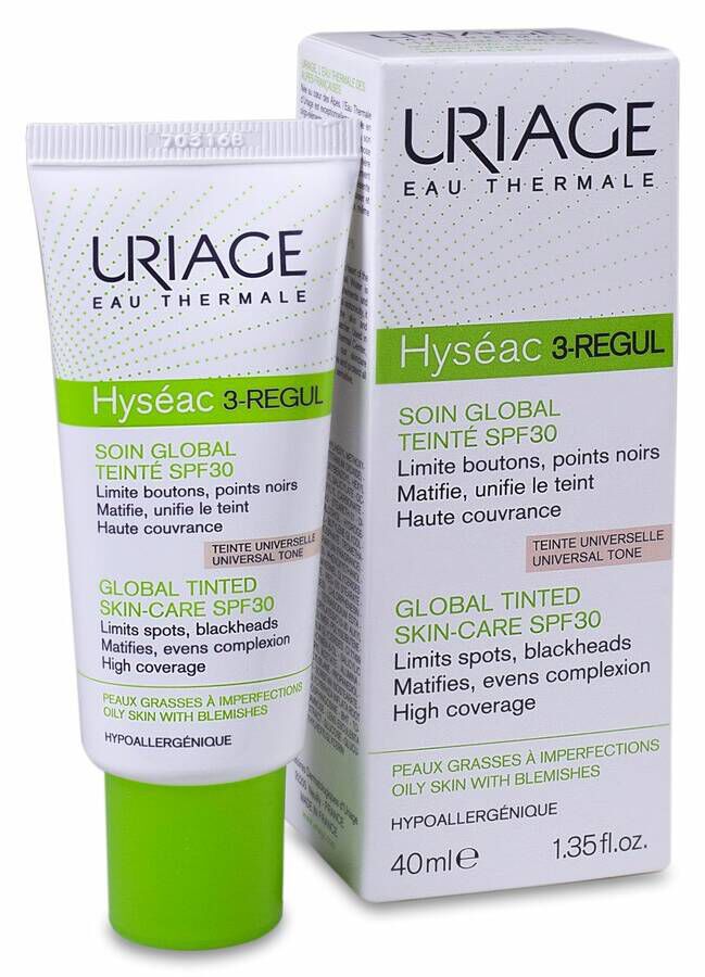 Uriage Hyséac 3-Regul Crema con Color SPF 30+, 40 ml