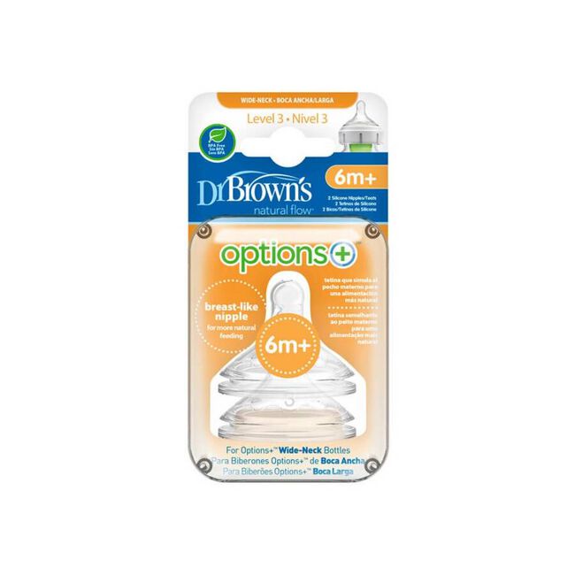 Dr. Brown's Options+ Tetina Boca Ancha Nivel 3, 2 Uds