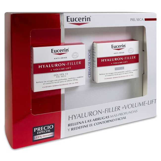 Cofre Eucerin Hyaluron Filler Volume Piel Seca Crema Día, 50 ml + Crema Noche, 50 ml