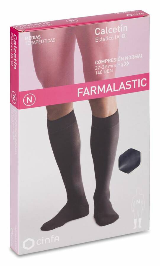 Calcetín Farmalastic Compresión Normal Talla Mediana Color Azul, 1 Par