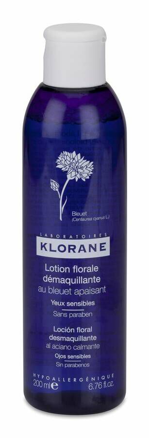 Klorane Loción Floral Desmaquillante de Ojos Sensibles al Aciano, 200 ml
