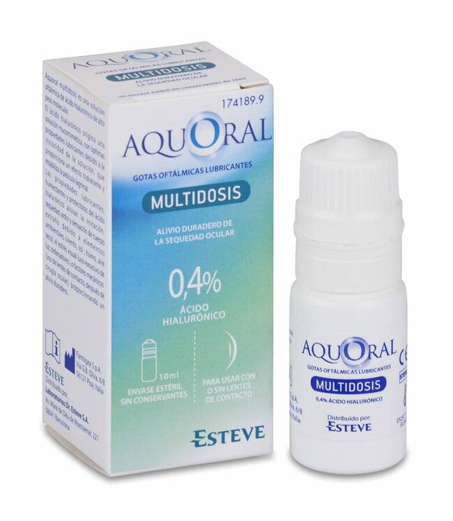 Aquoral Gotas Oftalmicas Lubricantes Esteril Ác Hialurónico 0,4% Multidosis, 10 ml