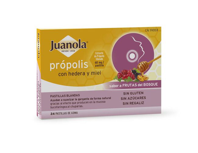 Juanola Pastillas Própolis + Hedera con Miel Sabor Frutos del Bosque, 24 Uds
