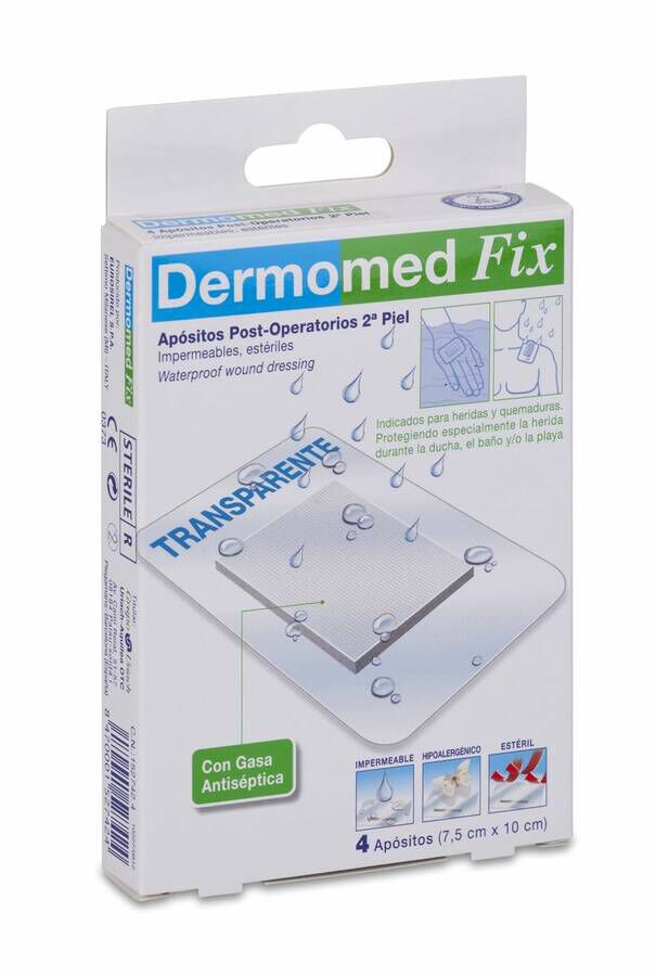 Dermomed Fix Segunda Piel Apósito Estéril 10 x 7,5 cm, 4 Uds