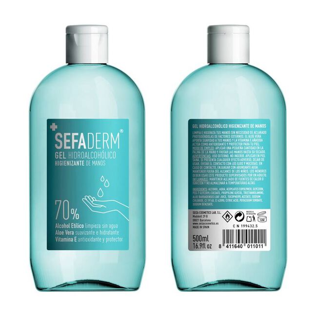 Sefaderm Gel Hidroalcohólico Con Bomba, 500 ml