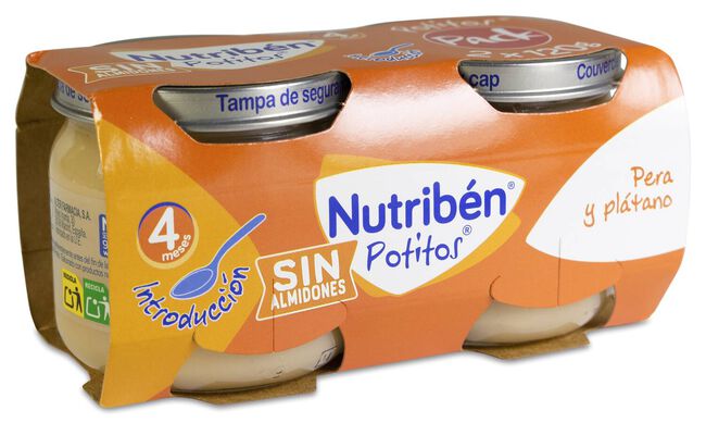 Nutribén Nutribén Potitos® fruta (manzana, naranja, pera y plátano), a  partir de 4 meses nutribén Introducción 2 x 120 g