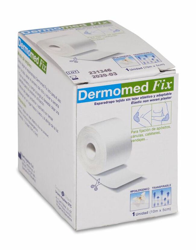 Dermomed Fix Esparadrapo Tejido Sin Tejer Elástico 10 m x 5 cm, 1 Ud