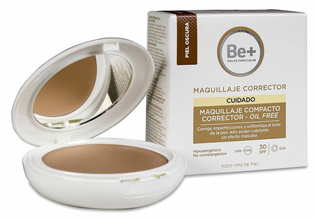 Be+ Maquillaje Compacto Corrector Oil- Free SPF 30 Piel Oscura, 40 ml